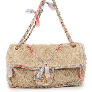 Chanel Chain Shoulder Bag Matelassé 30 Coco Mark Raffia Ribbon Double CHANEL ...